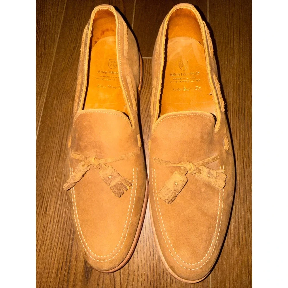 Allen Edmonds Lake Shore Drive Tan Leather Tassel Loafers Mens USA  10.5 D